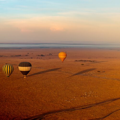 high angle shot of three air balloons at sunrise i 2022 12 31 05 02 50 utc
